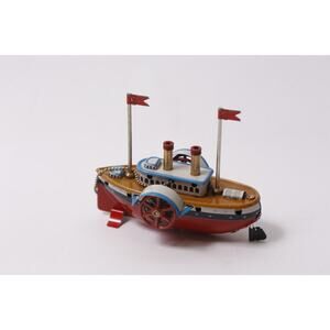Steam Boat, Tin Toy, Miniature, Hanging, Ornament, Decor, Vintage ~260202-WH 943
